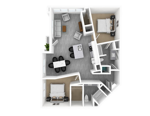 Floor plan for 2 beds, 2 baths, 1479 sqft